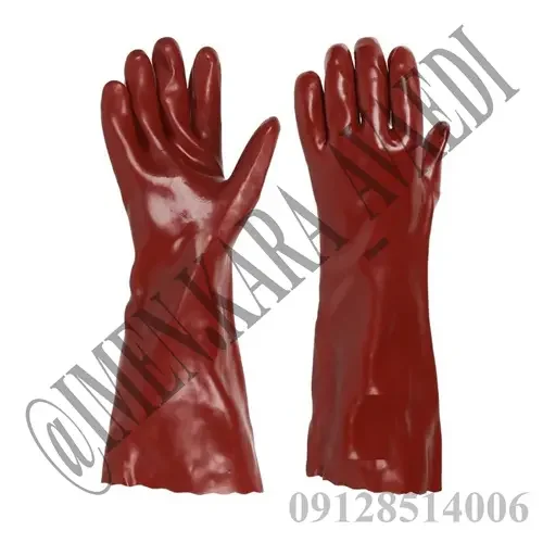 دستکش ضد اسید بلند پوشا قرمز